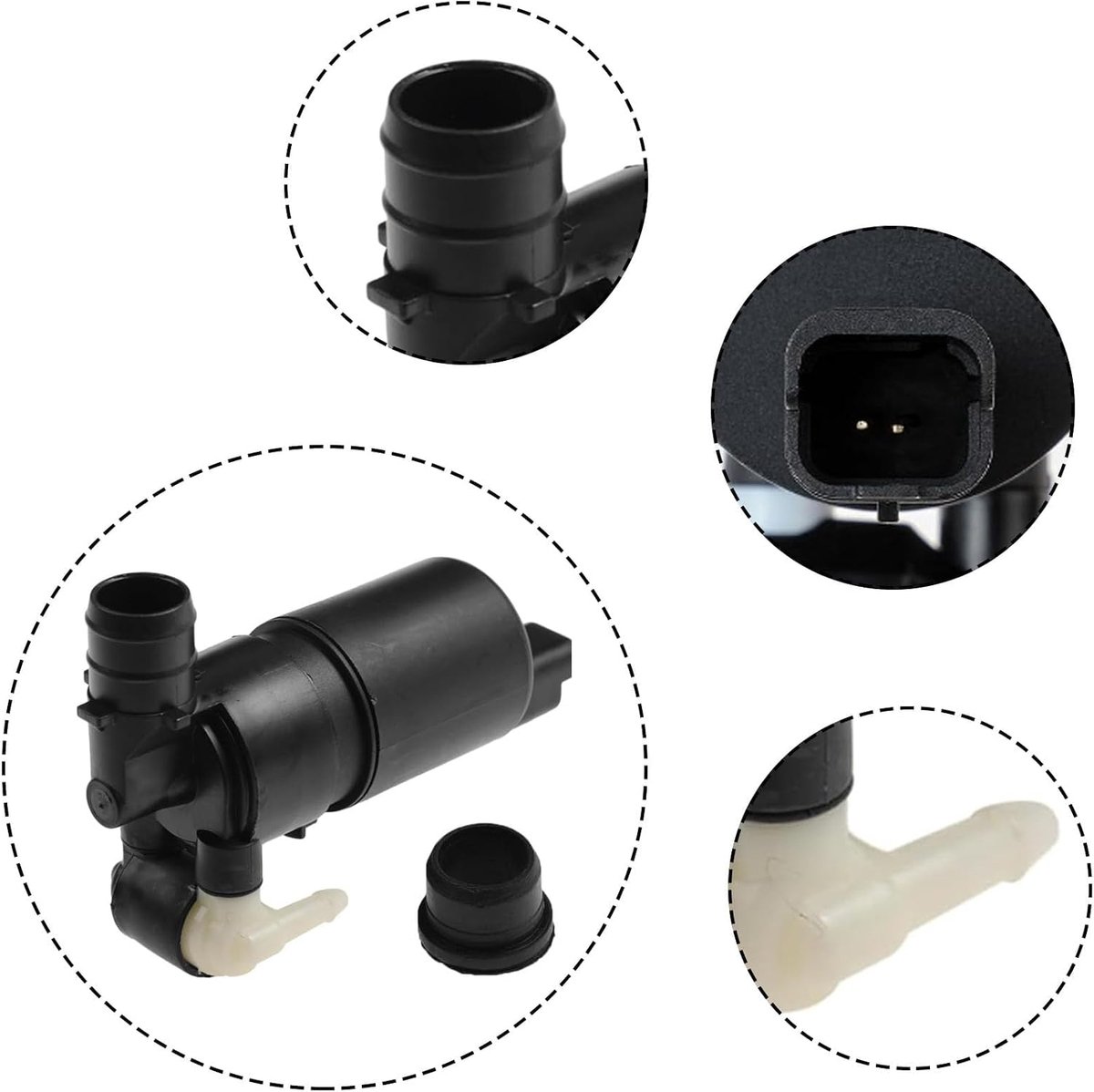 Ruitenreinigingspomp compatibel met Citroen Renault Clio 3 4 Scénic, Twingo 2, Trafic, Kangoo, Dacia Sandero, Duster, 207 307 643470 643492 91160063 93160293