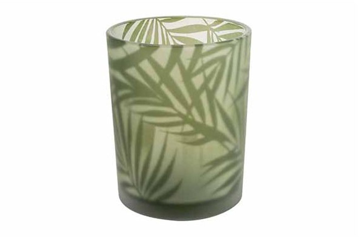 Theelichthouder Fern Groen D10xh12,5cm G Las