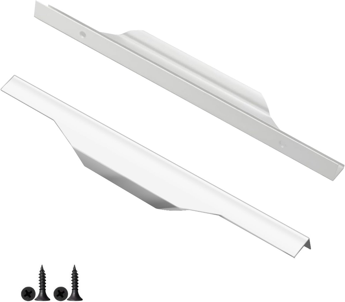 Vingertrekkers van aluminiumlegering, 2 stuks, voor kasten, 30 cm voor kastrand, verborgen trekgreep voor kledingkast, keuken, badkamer, laden (wit)