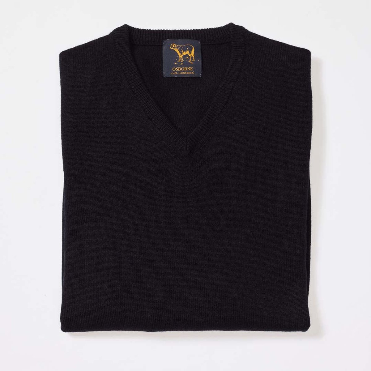 Osborne Knitwear Trui met V hals - Sweater heren in Lamswol - Pullover Heren - Black - XL