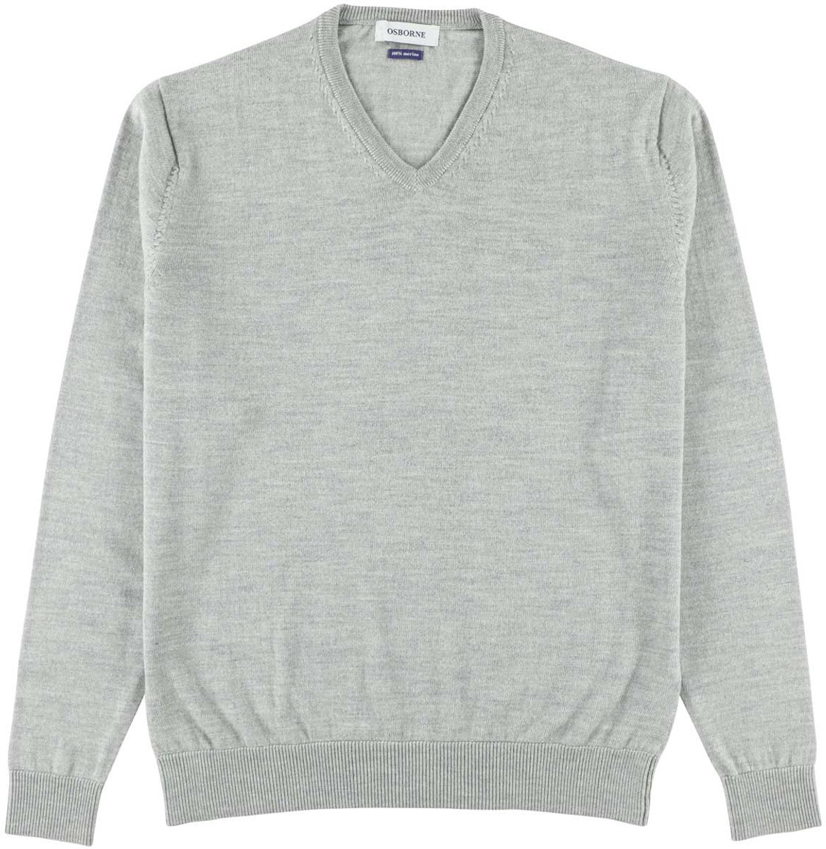 Osborne Knitwear Trui met V hals - Merino wol - Light Grey - 2XL