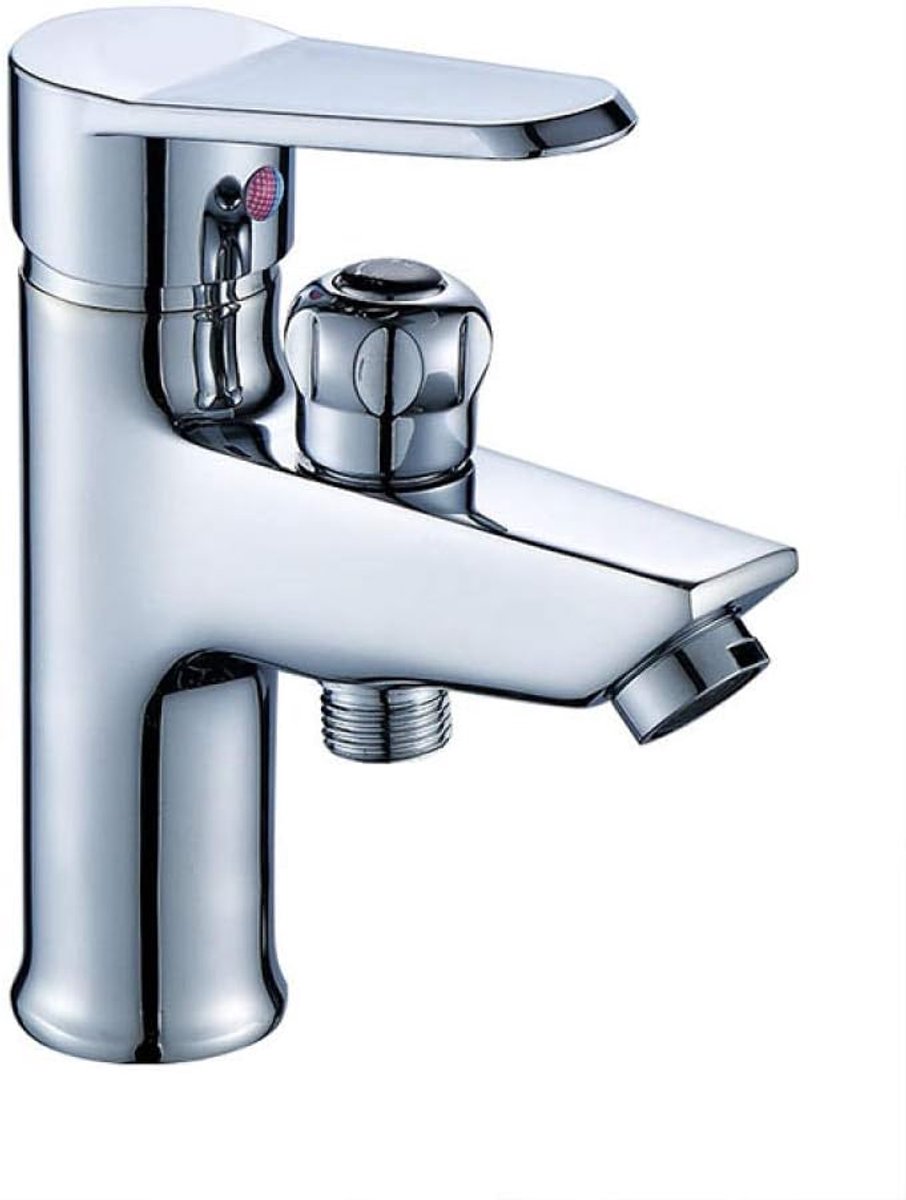 Badkamerkraan Badkamer Bouwmaterialen Hardware Koper Ééngats Wastafelkraan Dual-Purpose Knop Externe Douche Warm En Koud Wastafel Kraan Plating