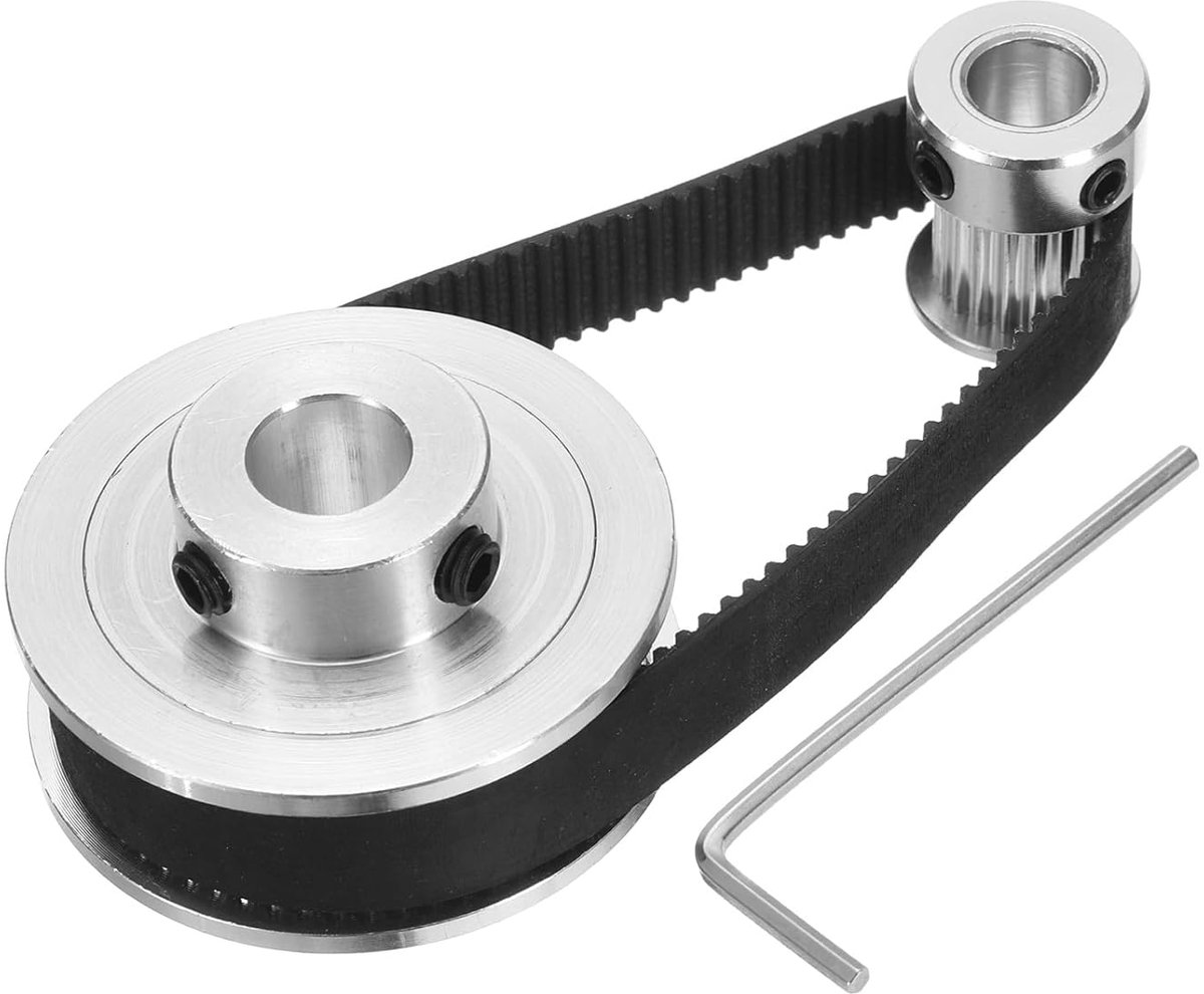 GT-2 synchrone wiel 20 & 60 tanden 8 & 10 mm tandwiel aluminiumlegering met 1 stuk lengte 200 mm breedte 10 mm riem voor 3D-printer, CNC-machine (20-60T-8&10B-10)