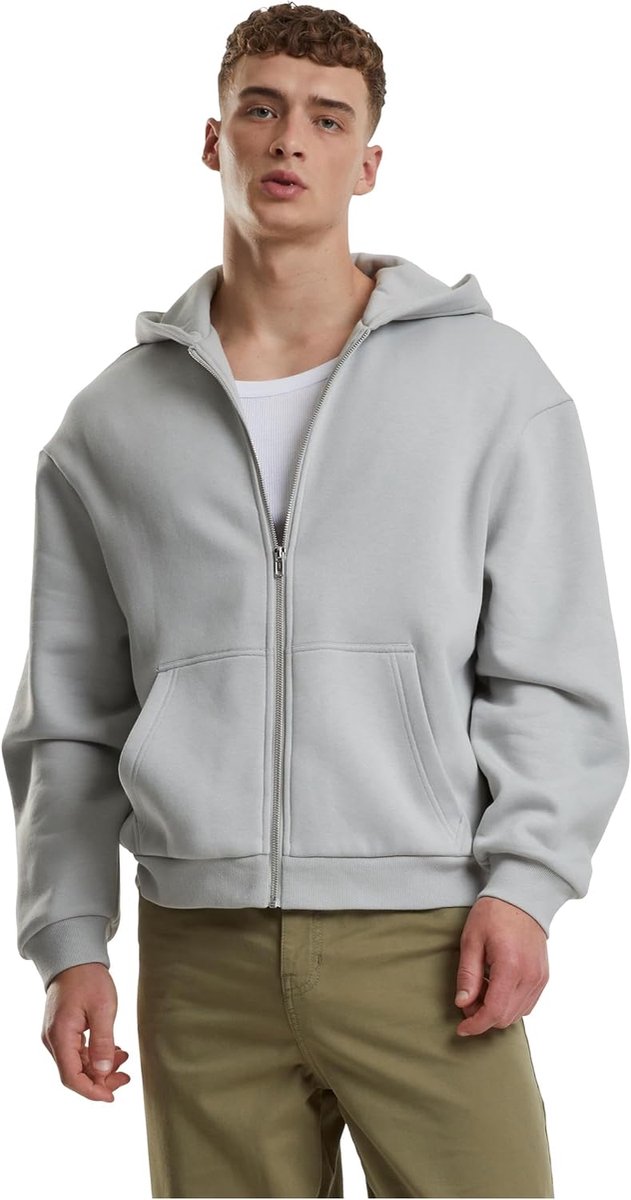 Classics Capuchontrui voor heren, pluizige hoodie met ritssluiting, oversized pasvorm, Lichtopbrengst, S