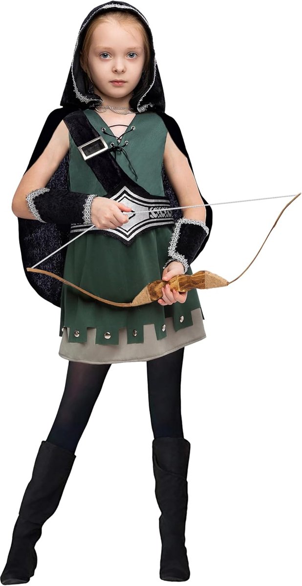 Creations Warrior Night Hooded Huntress Kostuum voor Halloween Tween Meisjes met Accessoires