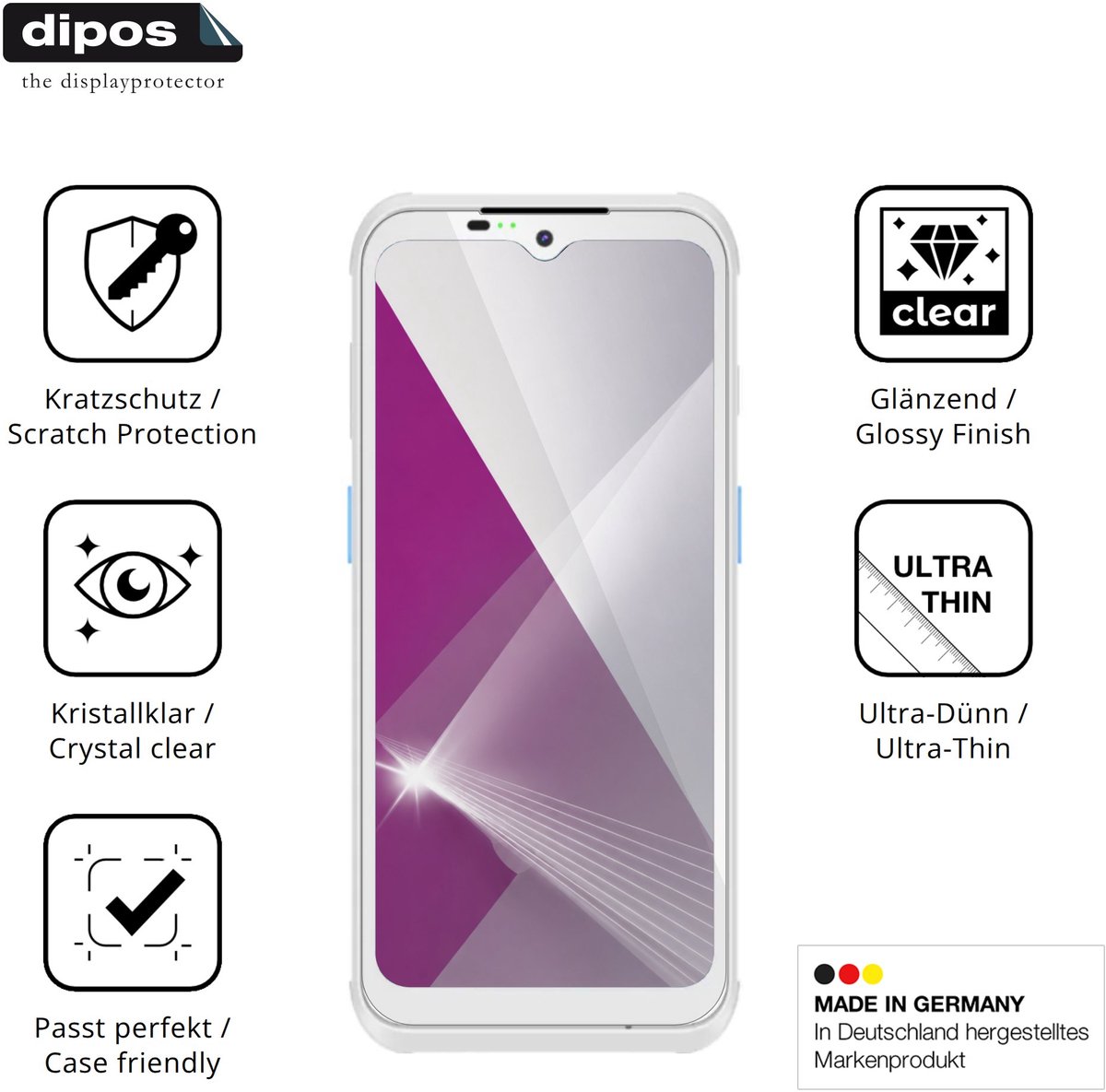 dipos – 4x Beschermfolie geschikt voor Conker SX65 HC | Krasbestendige & heldere Screenprotector Ultra-Thin