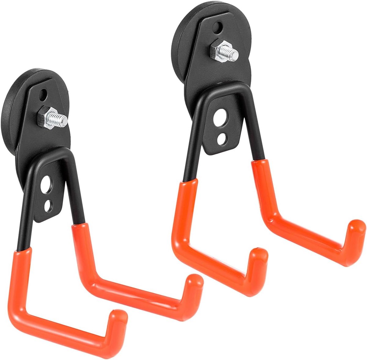 Magnetische haken, 2 verpakkingen haken zware opbergmagneten met antislip coating voor binnen en buiten (oranje)
