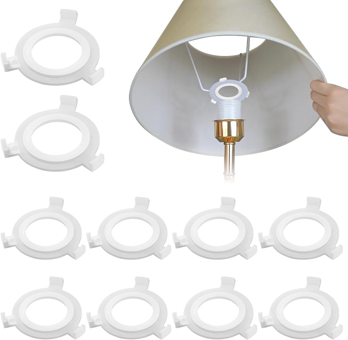 10 Stuks E27 naar E14 Lampenkap Reductiering, Lampenkap E27 naar E14 Adapterring, Kunststof Lampenkap Verloopring, voor Het Monteren van Lampenkappen op Bajonetfittingen