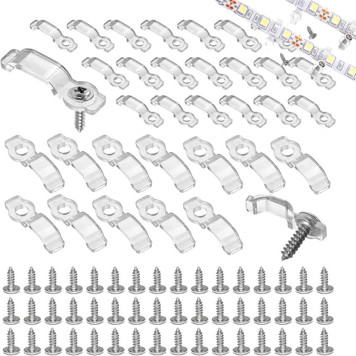 120 stuks led-strips, accessoires, transparante ledstriphouder, 8 mm, 10 mm, geschikt voor huishouden, kantoor en doe-het-zelf