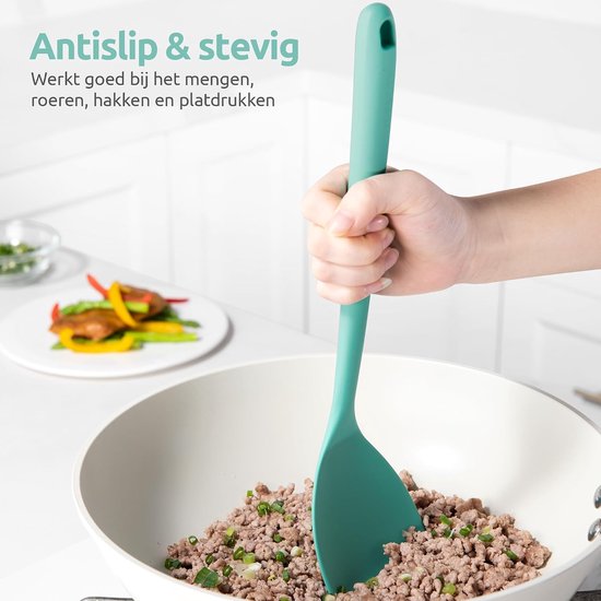Extra Lange Siliconen Wokspatel (Wintertaling) - 315 ℃ Hittebestendige Keuken Spatel van Voedselkwaliteit,Naadloos anti Aanbak Rubber Kookgerei voor Frituren Pannenkoeken vis — afbeelding 5