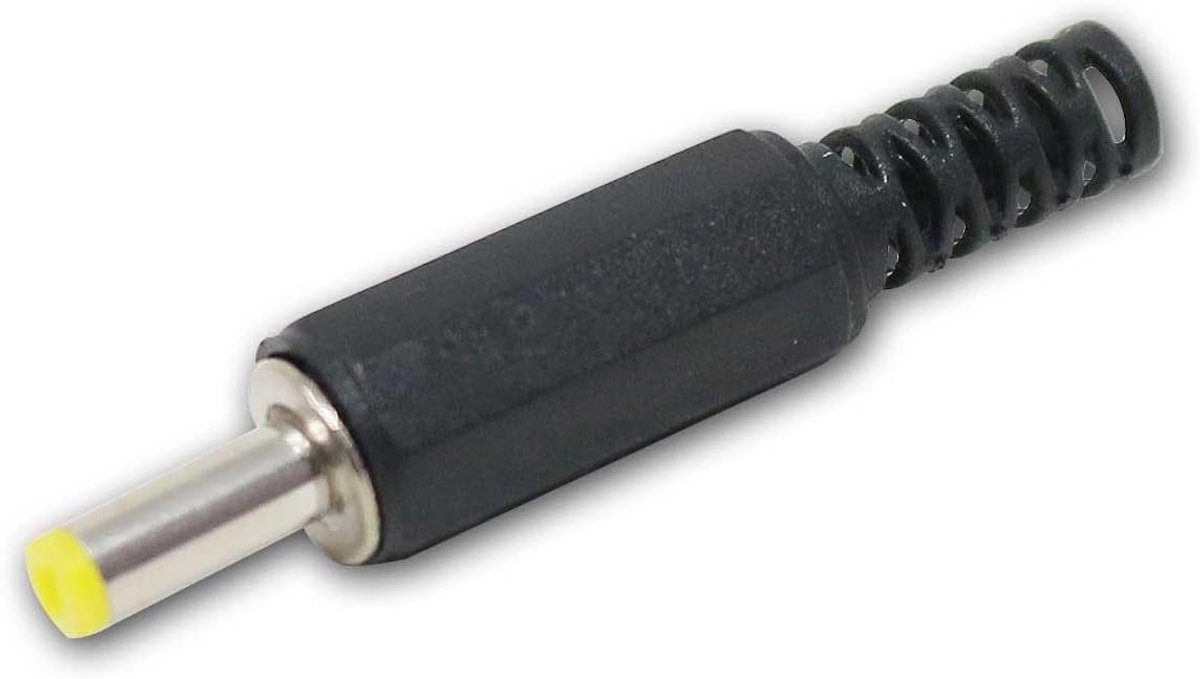4,0 x 1,7 mm DC-stekker met knikbeveiliging en soldeeraansluiting – schroefbare kunststof huls – ideaal voor reparaties en doe-het-zelfprojecten
