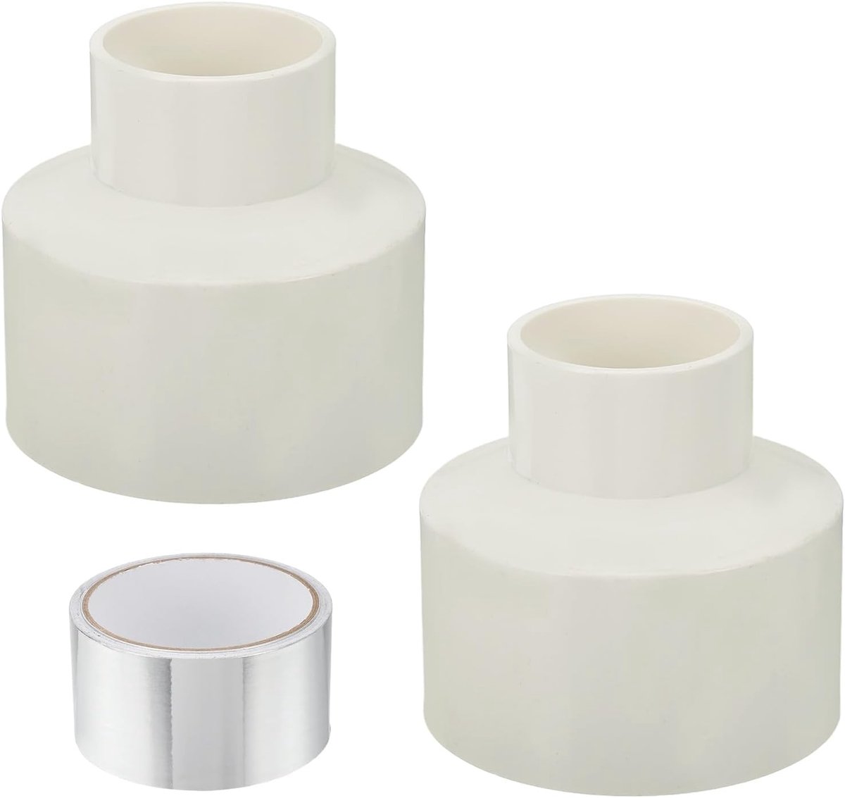 2 stuks kanaalreductor, 10 cm tot 5 cm PVC luchtkanaaladapter kanaalverloopstuk verhoger kegel voor badkamer keuken inline ventilatiesystemen, wit
