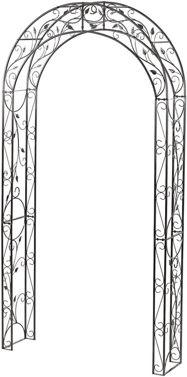 Rozenboog - Tuinboog Klimplanten - Romantische Tuinieren - Elegant Nostalgisch Design - 236 x 118 cm - Grijs Zwart