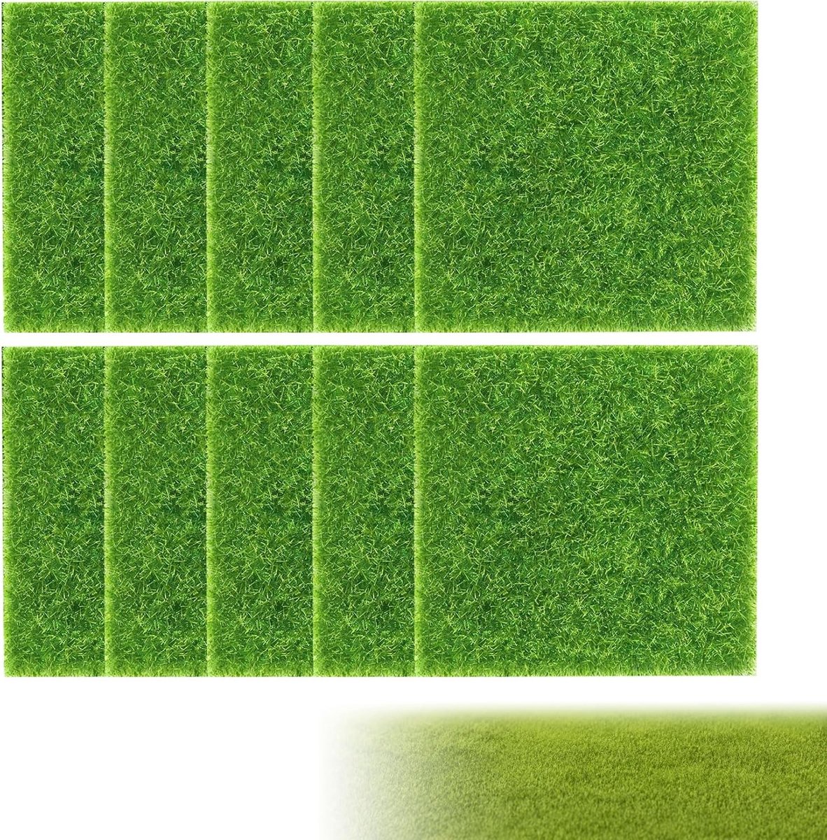 Kunstgras Miniatuurtuin - Groen - 15 x 15 cm - Duurzaam Kunststof Grastapijt - Voor Knutselprojecten en Poppenhuizen