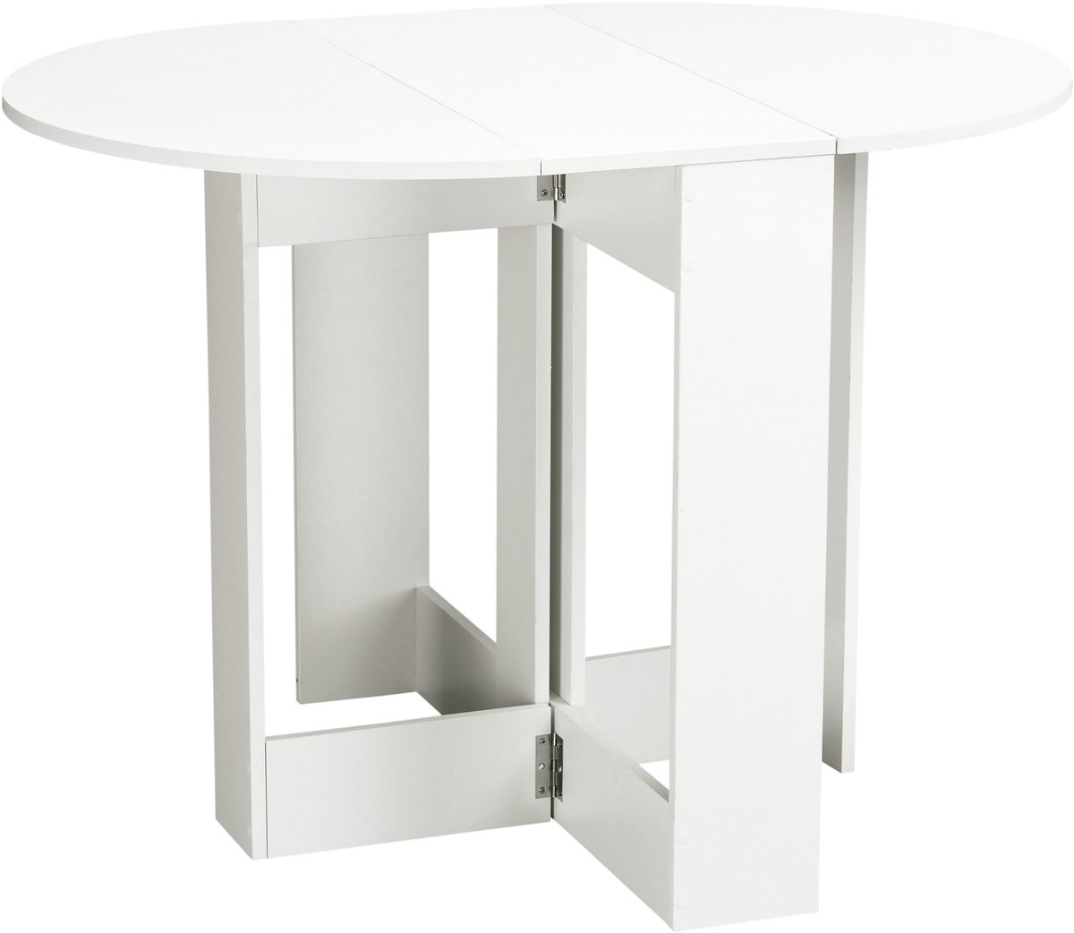 104 × 76 × 73,7 cm, Scandinavische eettafel, 2 Kiepdeksel, Ovaal, uitschuifbaar opvouwbare houten tafel, inklapbare eettafel (wit van hout)
