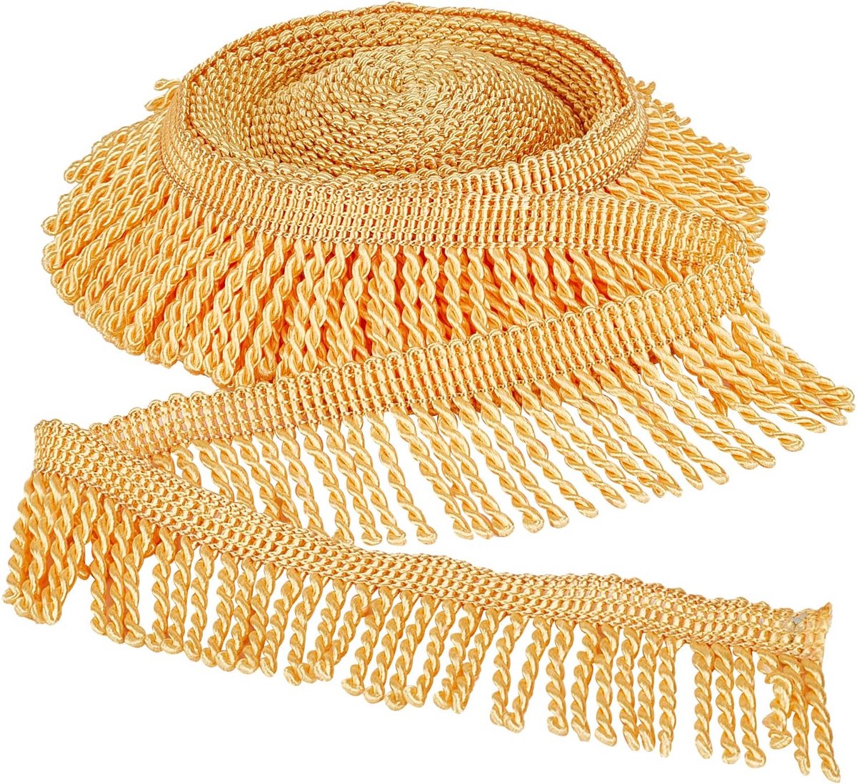 Fringe Trim, 10 m 2-1/4 inch Bullion Gordijn Franjes Stof Versieringen en Versieringen Gewichten voor Doos Sofa Ambachten Woondecoratie Benodigdheden Kleding Accessoires, Helder, Goud