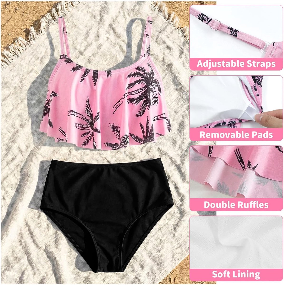 Set Tweedelige Badpakken Kinderbikinislips Badmode Zwempak Zwemkleding Zwemset voor Kinderen 9-14 Jaar