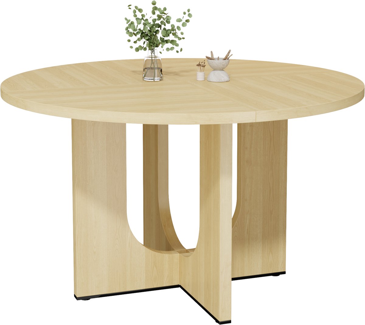 Ronde eettafel - scandinavische eettafel - MDF eettafel - houtnerf - stabiel - modern - eetkamer - 120x120 cm - 4-6 personen - eikenkleur