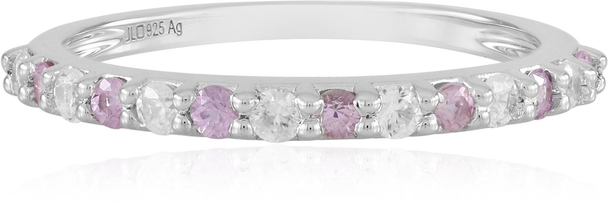 Cavill - Zilveren ring met roze saffieren 0,31 ct en zirkonia 0,34 ct - 925 sterling zilver platina coating - elegante filigraan damesring