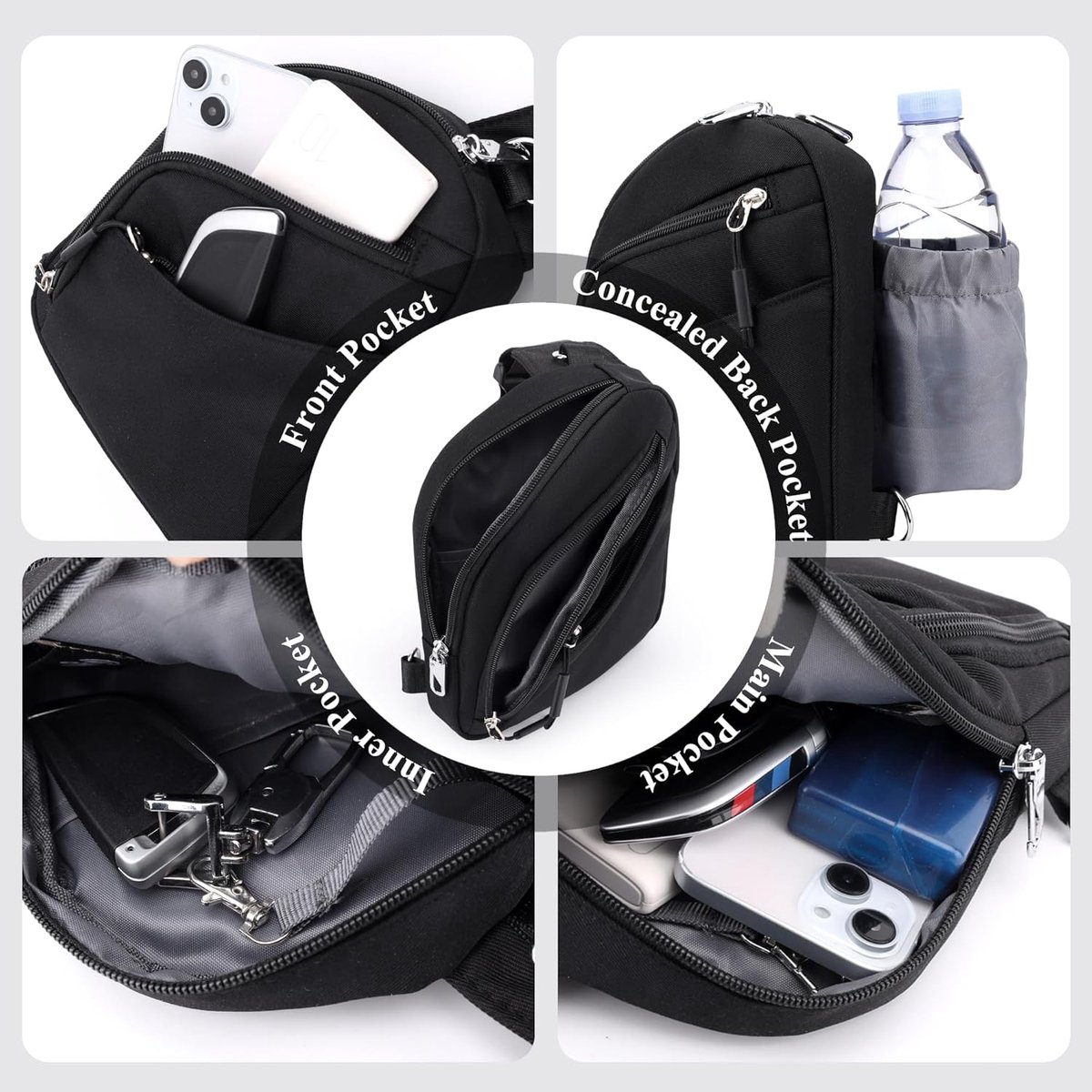 Schoudertas voor dames en heren, anti-diefstal RFID-crossbody-draagzak, waterafstotende Oxford-stof, meerdere zakken, verstelbare riem, voor reizen, woon-werkverkeer en dagelijks gebruik
