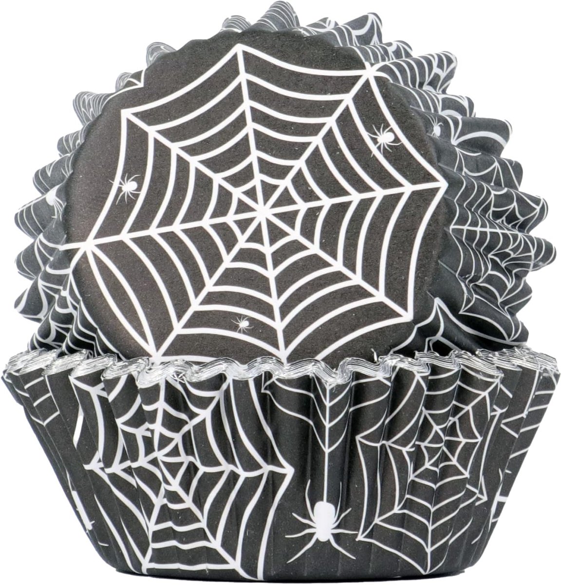 Halloween folie gevoerde cupcake hoesjes - spinnenwebben (Pack van 30)