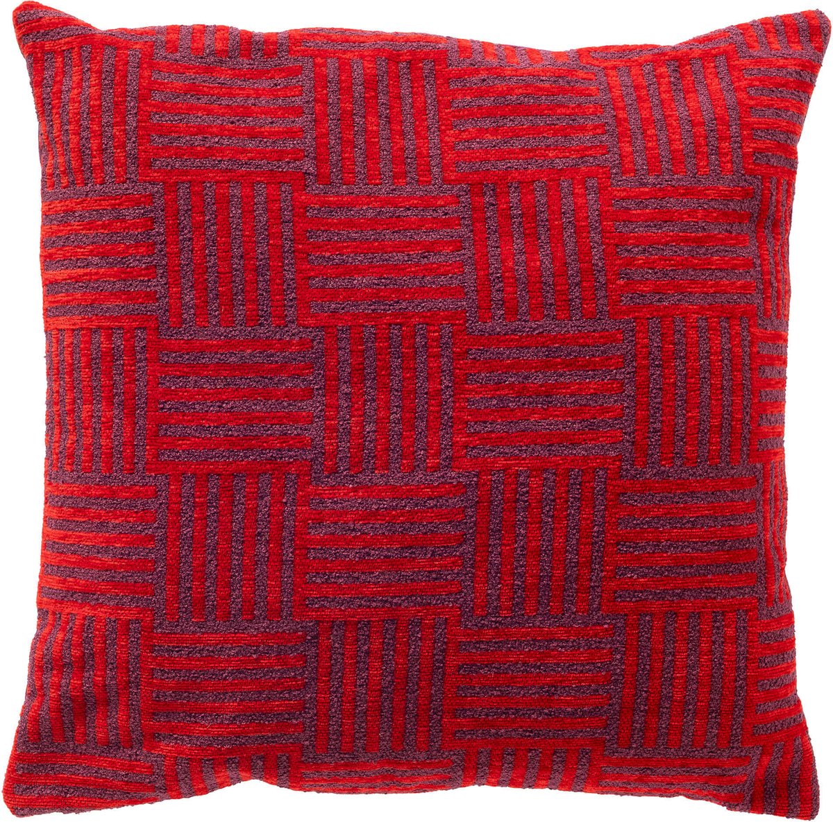 Dutch Decor LAUREL - sierkussen 45x45 cm - geometrisch motief - Montana Grape - rood, paars - Inclusief binnenkussen - Luxe kussens voor woonkamer & bank