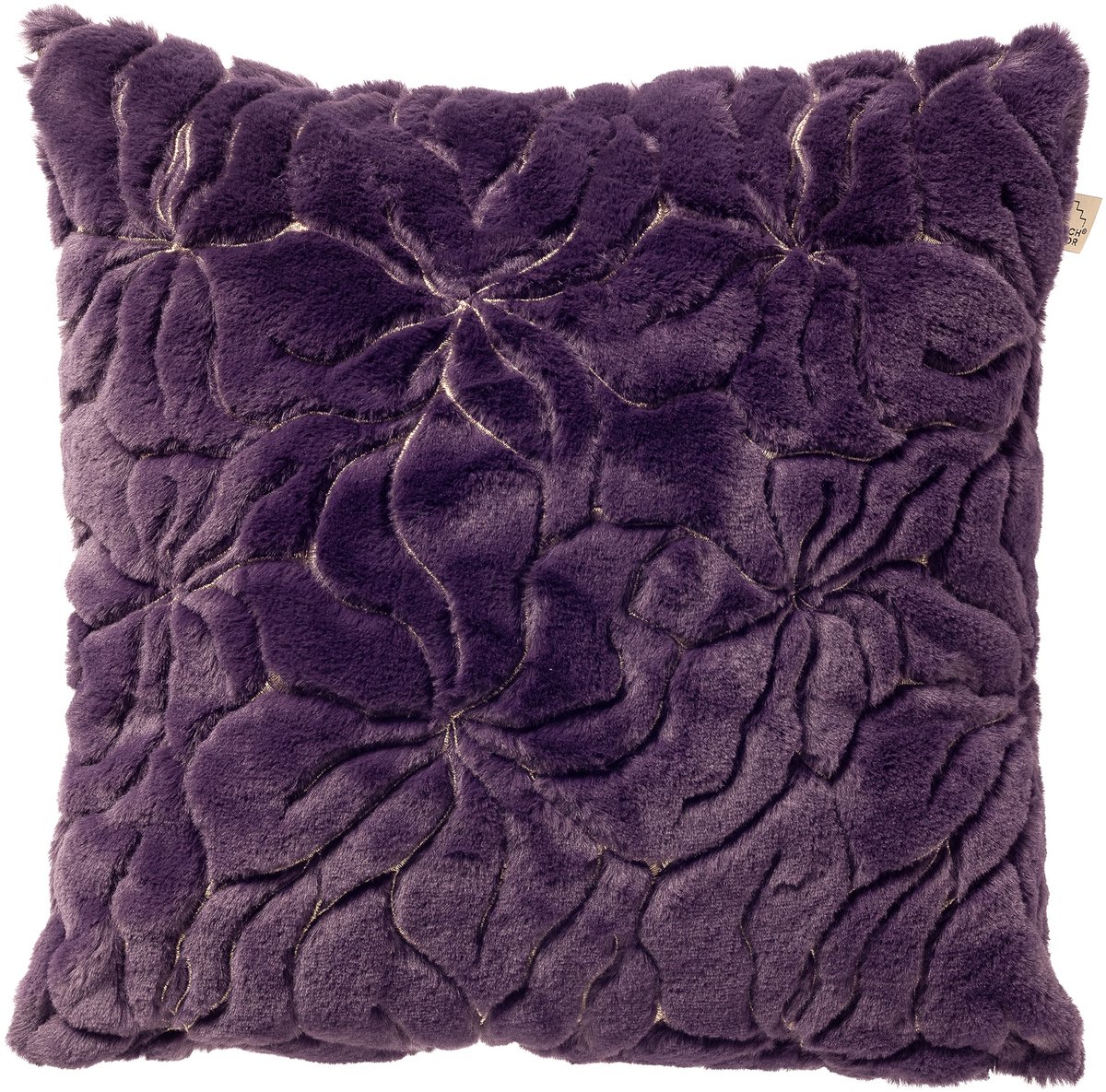 Dutch Decor RAMIRA - kussenhoes 45x45 cm - bontlook - bloemmotief - Mysterioso - paars - met rits - zonder binnenkussen