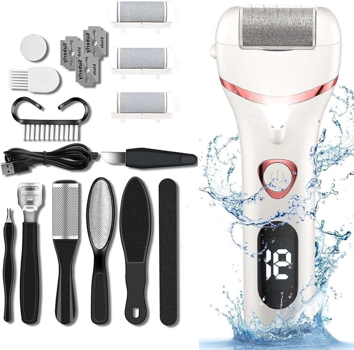 Elektrische Eeltolverwijderaar - Pedicure Set - Voeten Verzorgen - IPX7 Waterdicht - 19.8 x 14.8 x 6.6 cm - Wit