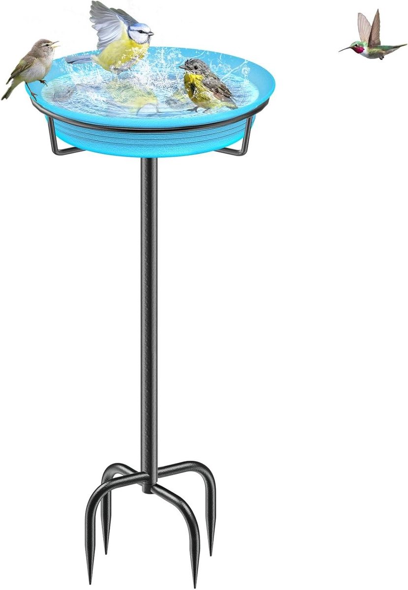Vogelbad Voederschaal - Waterbak Tuin - Vogels Voeden - Zelfnivellerend - 90.5 cm - Zwart