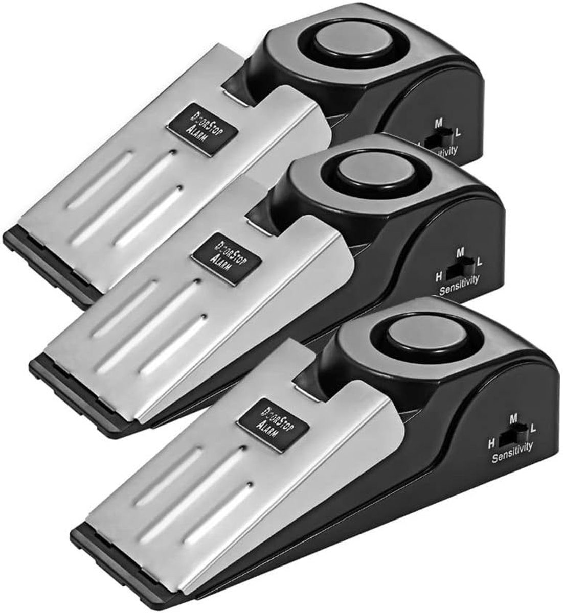 SnelShoppen - ThreeH 3 Pack Deurstop Alarm - Draagbare Deurstopper Beveiliging met 120DB Sirene voor Thuis, Reizen, Appartement, Veiligheidstool voor