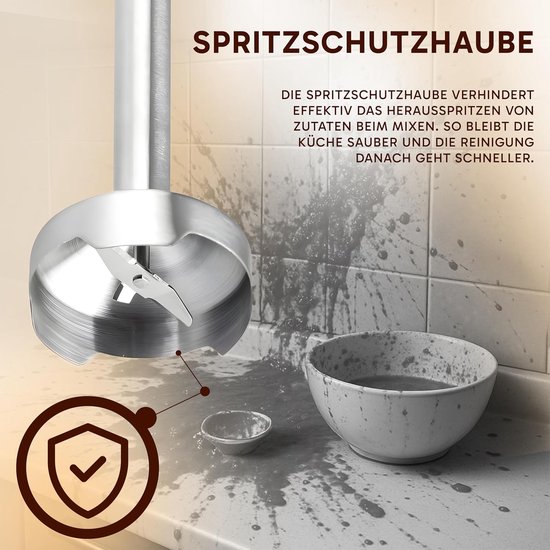 Staafmixerset - Keukenmixer Set - Eten Bereiden - 8 Snelheden Turbo - 1200 Watt - Zwart — afbeelding 5