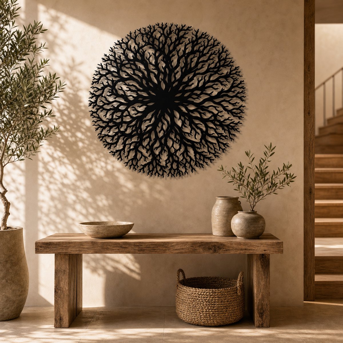 Muurdecoratie - Wanddecoratie - Muurdecoratie woonkamer - Schilderij - Muurdecoratie slaapkamer - Abstract - Industrieel - Wanddecoratie hout natuurlijk - Wandcirkel - Wanddecoratie buiten - Wanddecoratie tuin - Wanddecoratie rond - Slaapkamer