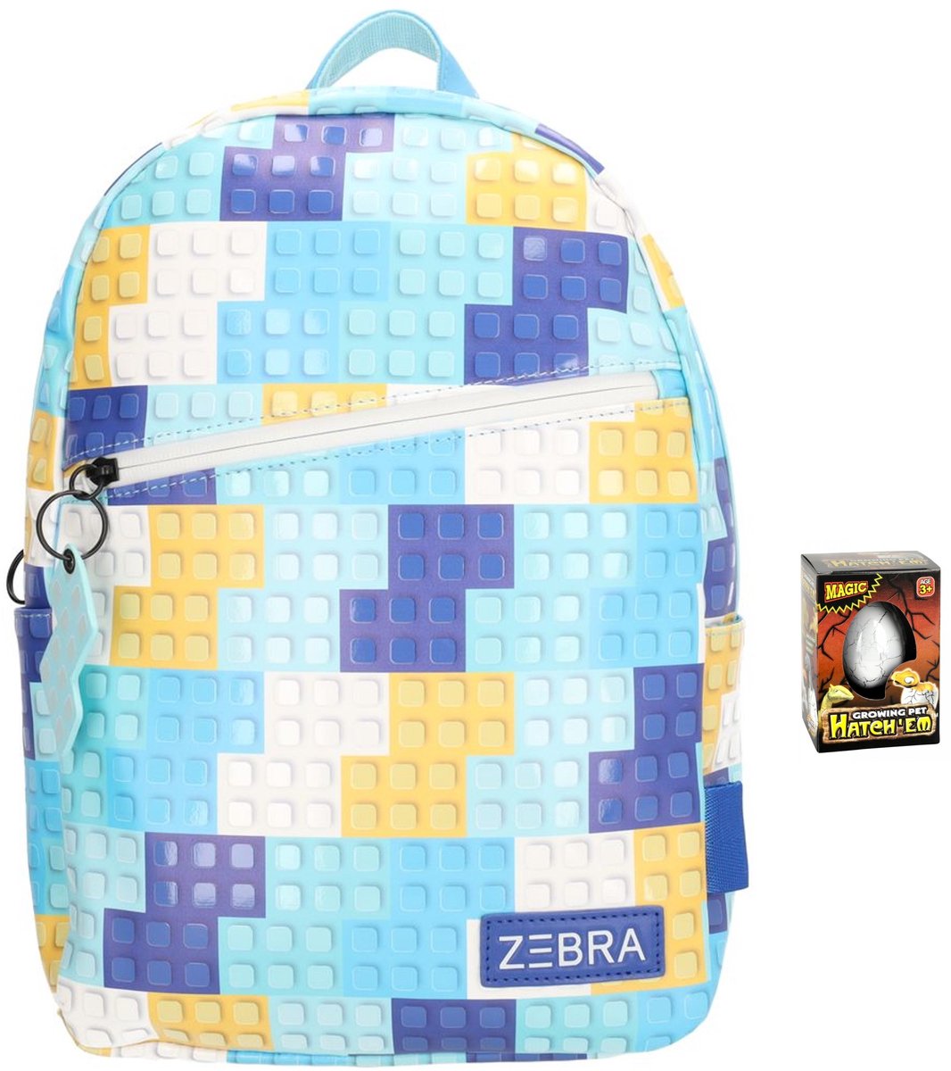 Zebra Rugzak Levi Stenen - rugtas, schooltas, kinderrugzak + Dino Ei