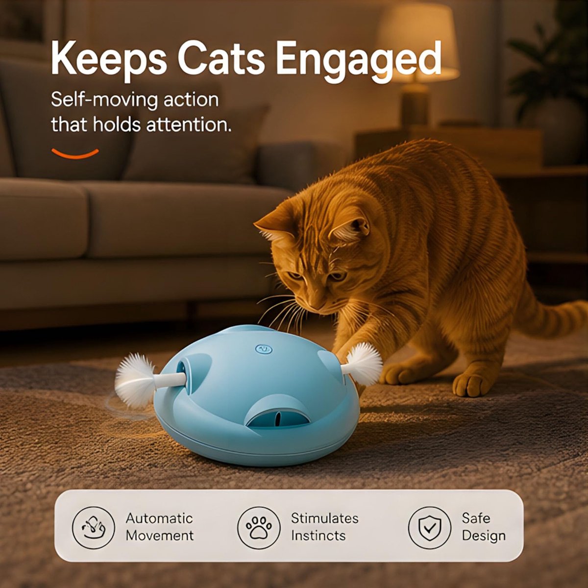 Namajunas - Elektrisch automatische kattenspeelgoed - Valbestendig - Interactief draaischijf katten speelgoed tegen verveling - Interactief speeltje voor binnenshuis - Elektrisch UFO-speeltje voor verstoppertje - Speelgoed voor huisdieren
