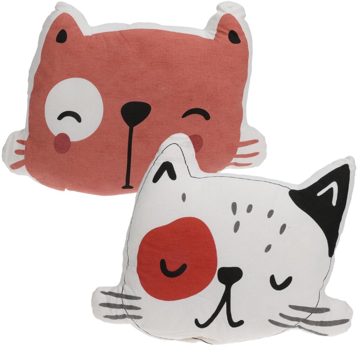Home & Styling Dieren sierkussen set - 2x - Kat / poes - kinderkamer - 35 x 40 cm - polyester