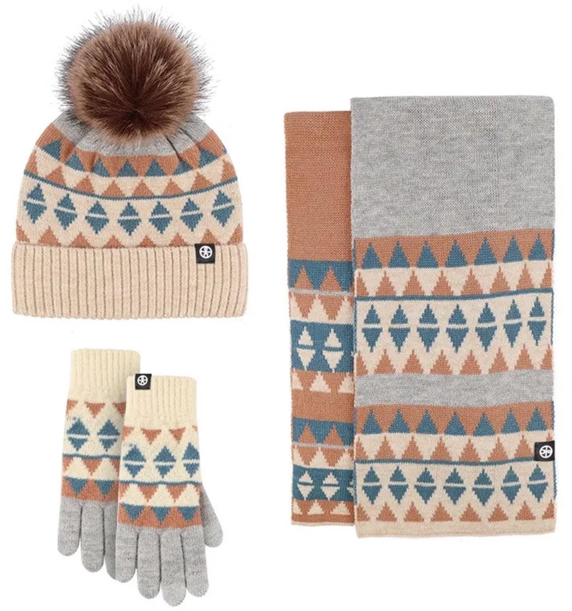 Wollen Winter Set Dames – Muts Sjaal Handschoenen 3 Delig – Warme Wolmix Accessoires – Touchscreen Handschoenen Winddicht & Zacht – Voor Herfst Winter Buitenactiviteiten – Dames – Blauw – 3 Stuks