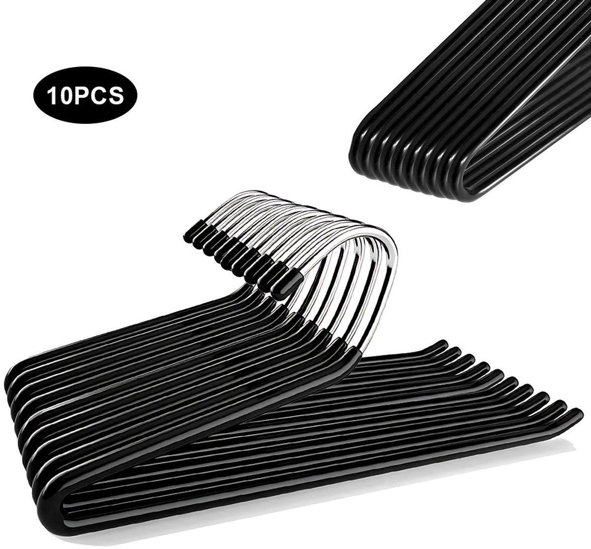 Broekhanger Z-Vorm - 10 Stuks - Antislip - Ruimtebesparend - Zwart