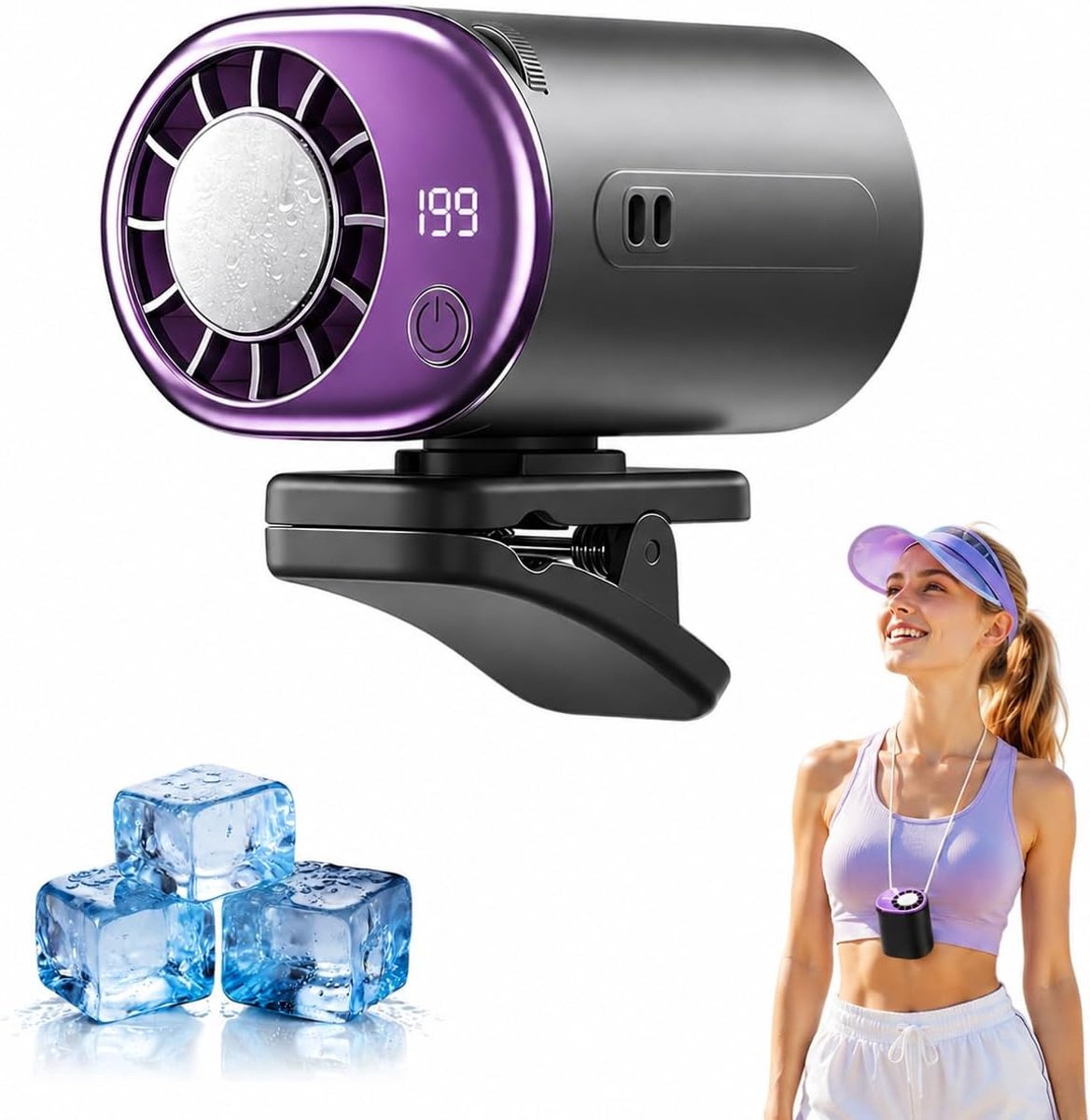 Draagbare ventilator - Clipventilator - Mini - Autoventilator - 360° verstelbaar -Voor buiten/reizen/kamperen - Grijspaars