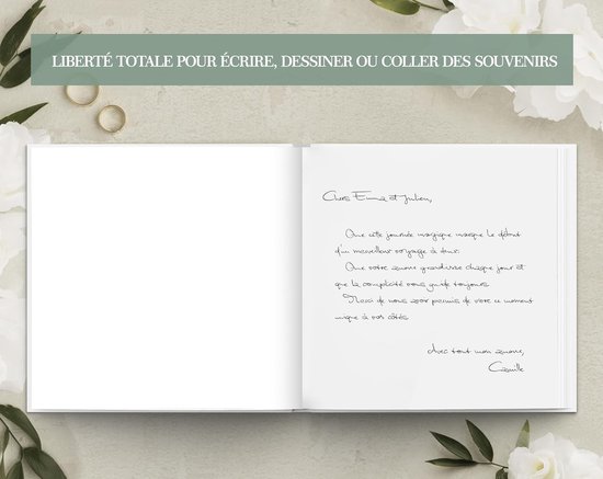 Gastenboek voor bruiloft, eucalyptus-design, 120 pagina's blanco, boek voor felicitaties en herinneringen, voor verjaardag, doop, communie en vakantiewoning — afbeelding 5
