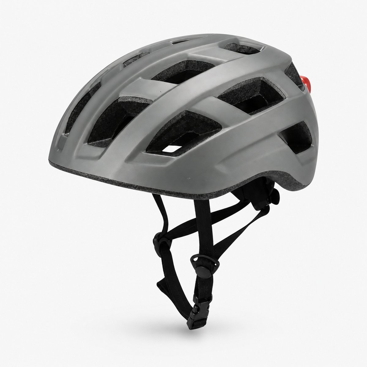 Fietshelm met LED-verlichting - Volwassenen - Verstelbaar - Maat M 54-58 cm - Mat grijs