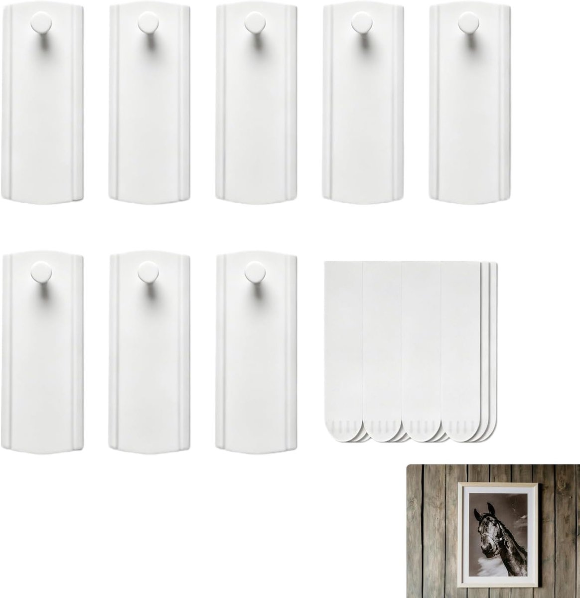 8 Stuks Universele Schilderij Ophangstrips, Zelfklevende Fotolijst Haken, Verwijderbaar zonder Schade, Zware Last, Geen Spijkers Nodig