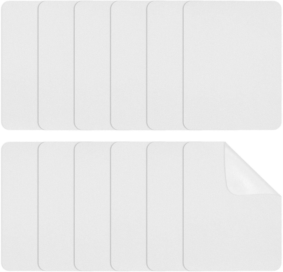 Opstrijkbare patches 95 x 125 mm, 12 stuks stoffen reparatiepleisters, katoenen opstrijkbare patch voor kledingreparatie, decoratieset, wit