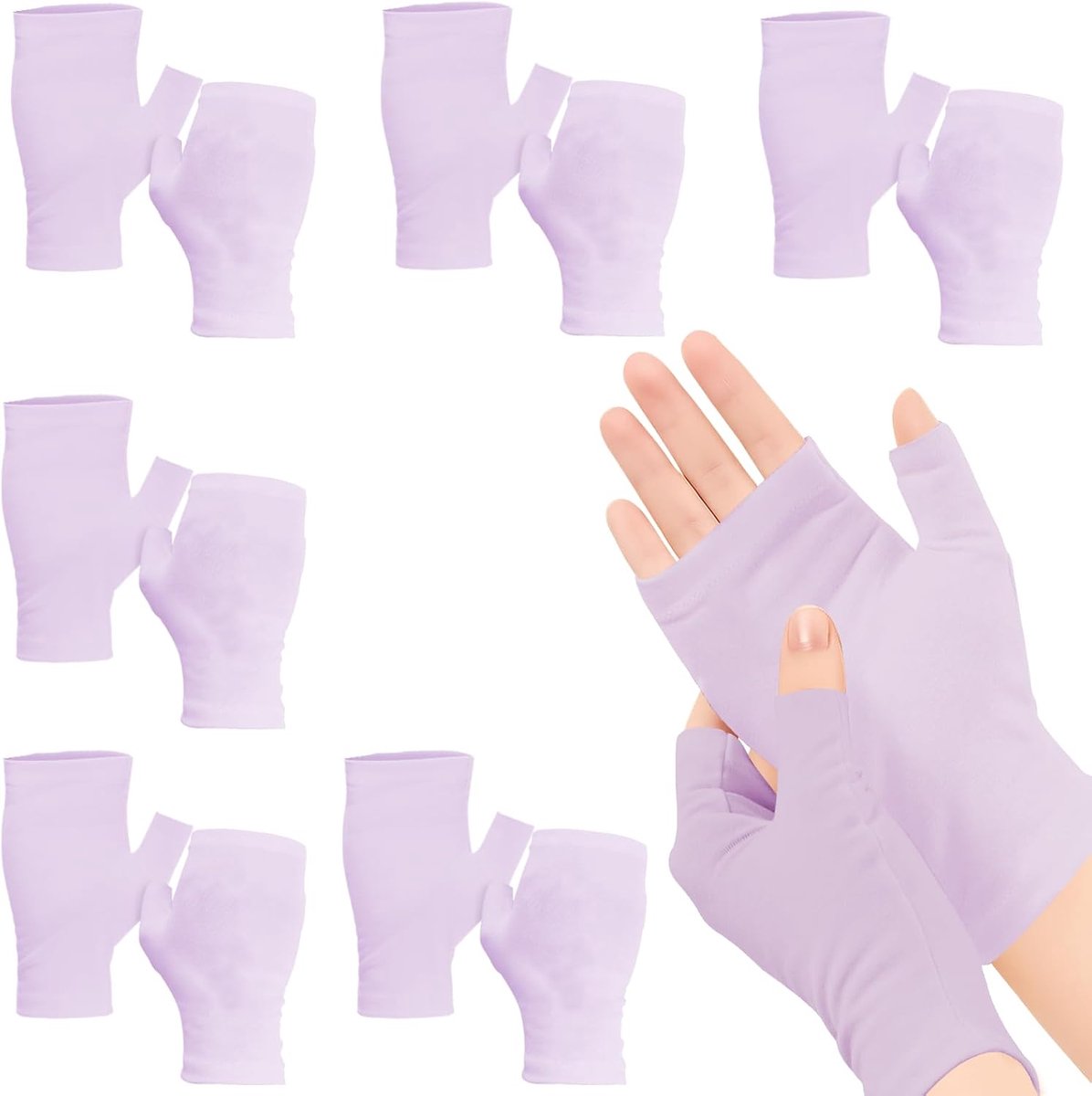 6 paar vingerloze katoenen handschoenen neurodermitis (paars) | Zachte vingerloze handschoenen voor eczeem, katoenen handschoenen zonder vingers voor droge handen, schoonheid, hand spa