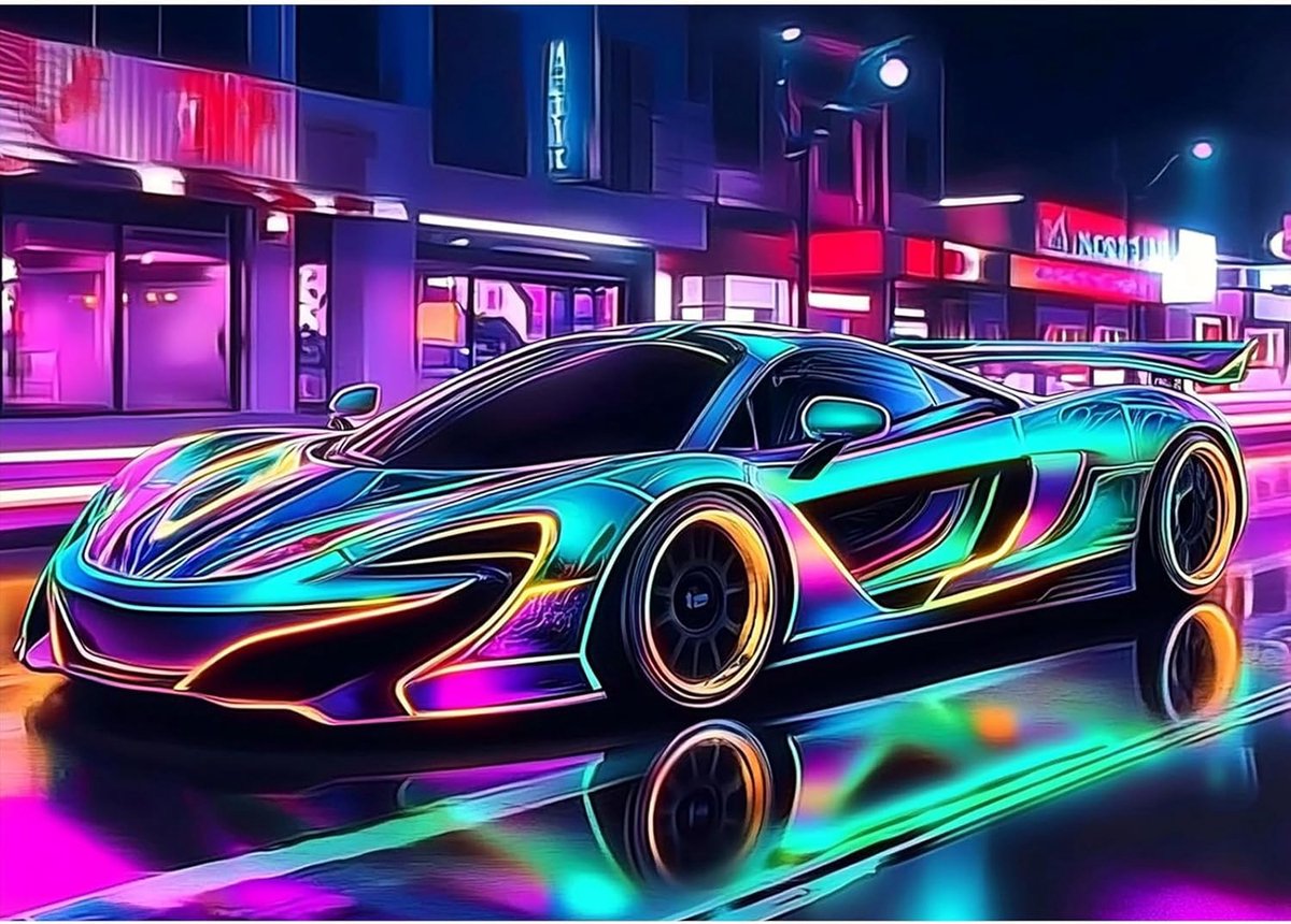 Diamond Painting Art Kits Adults Cyberpunk Sports Car, DIY Round Full Drill Cyberpunk Sports Car Diamond Painting for Adults Beginners, Crystal Art for Wall Home Decor Gift Giving 40 x 30 cm