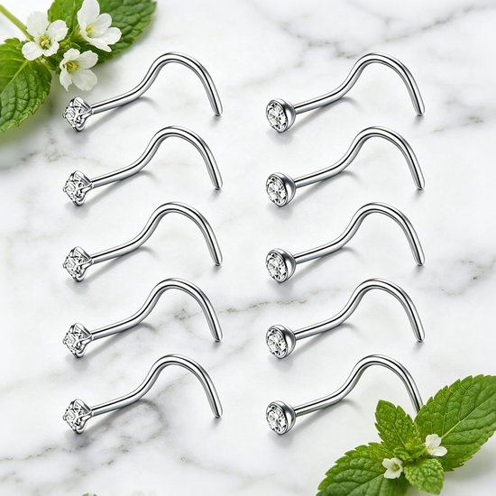 Neusstekers voor vrouwen, edelsteen neuspiercingpin, sieraden, dagelijkse neusstekers, voor dagelijks woon-werkverkeer, vrije tijd, school, feest, bijeenkomst, reizen, vakantie — afbeelding 2