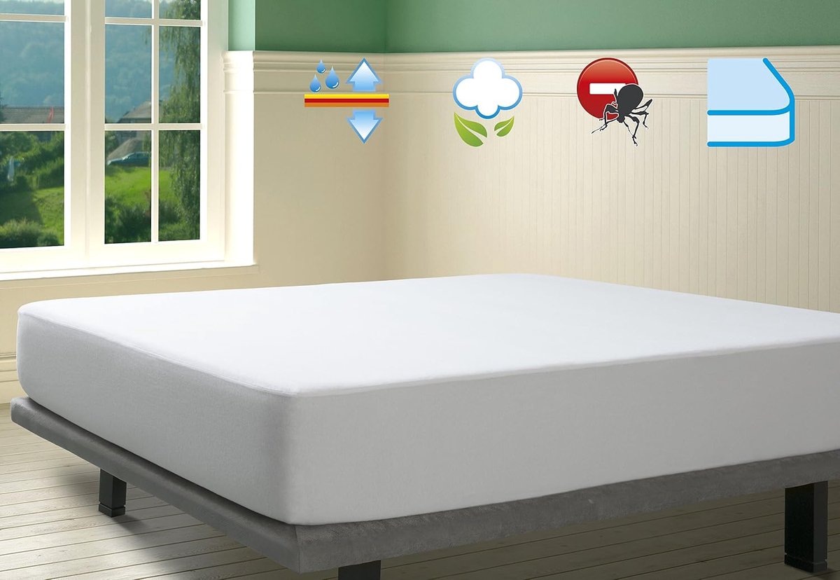 hoeslaken en bescherming, waterdicht en ademend matras, 140 x 190 cm/200 cm wit