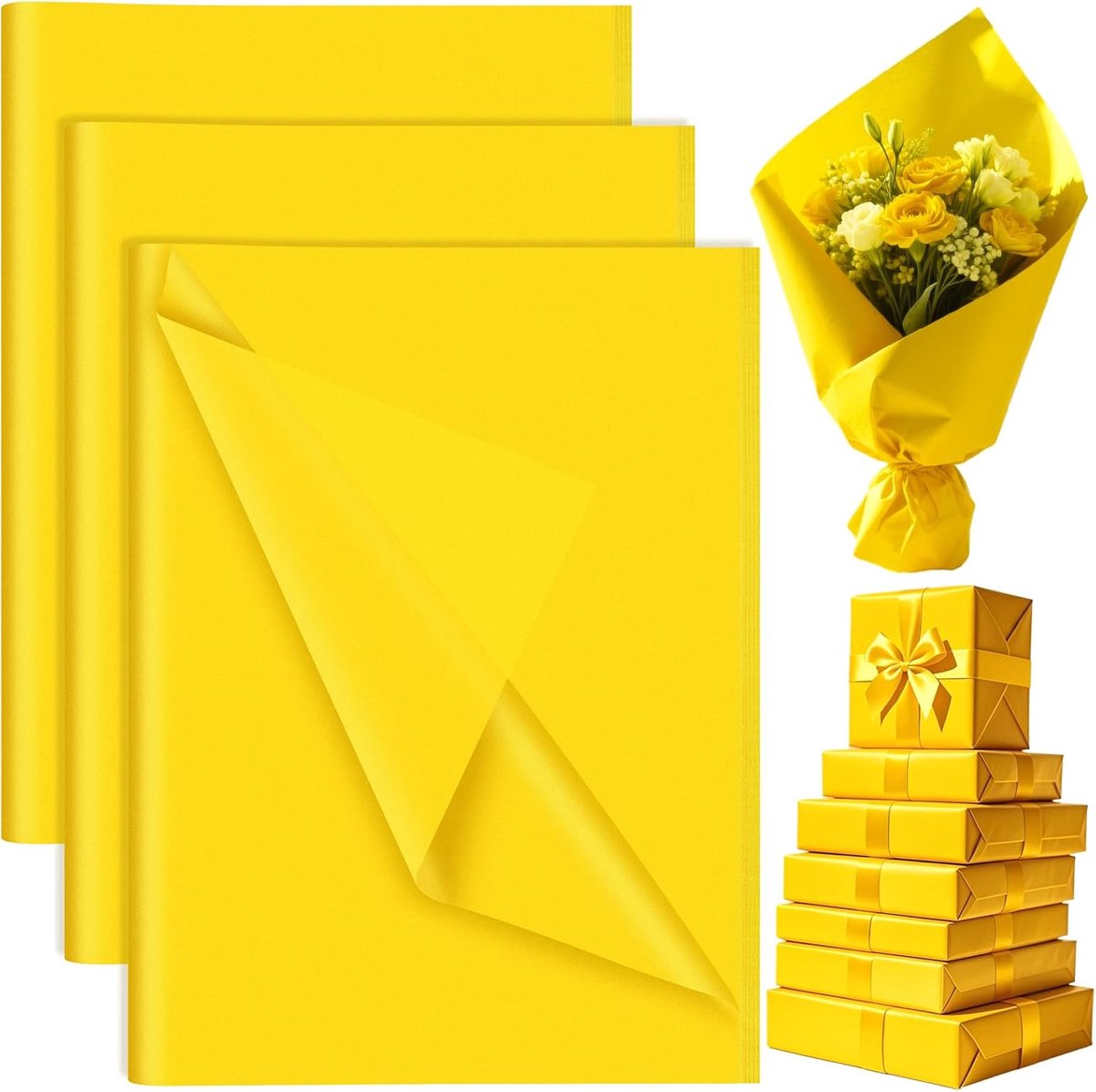 Zijdepapier, PLULON zijdepapier voor het verpakken van geschenken, 35 x 50 cm, knutselen, cadeauzakjes, bloemendecoratie voor bruiloft, verjaardag en feest.