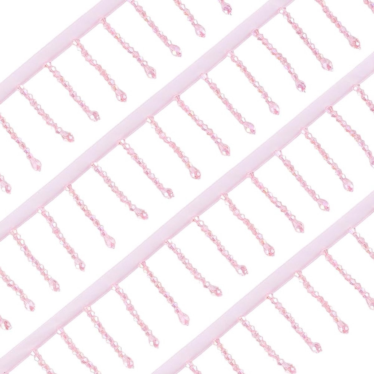 PandaHall 2 m kralen franje trim, 5,6 cm breed roze kristal kralen kwastje lint naaien stof kleding rand versiering voor naaien, danskostuum, jurk, huisdecoratie, gordijn decoratie