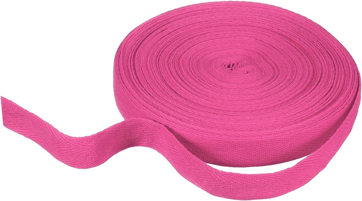 Katoenen lint met visgraatpatroon, 20 mm x 21 m, katoenen lint, biaisbanden voor doe-het-zelf handwerk, naaien, geschenkverpakking, handvat, stoffen tas, knutselen, rood, roze