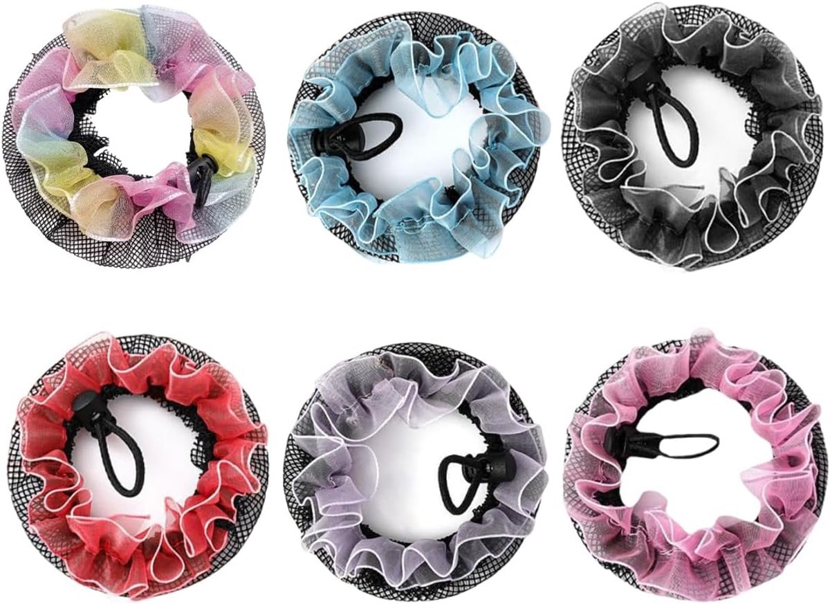 Set van 6 haarnetz voor vrouwen kinderen nylon donuts knot deken snoods net haar dutt netz haarnetz voor schaatsen ballet
